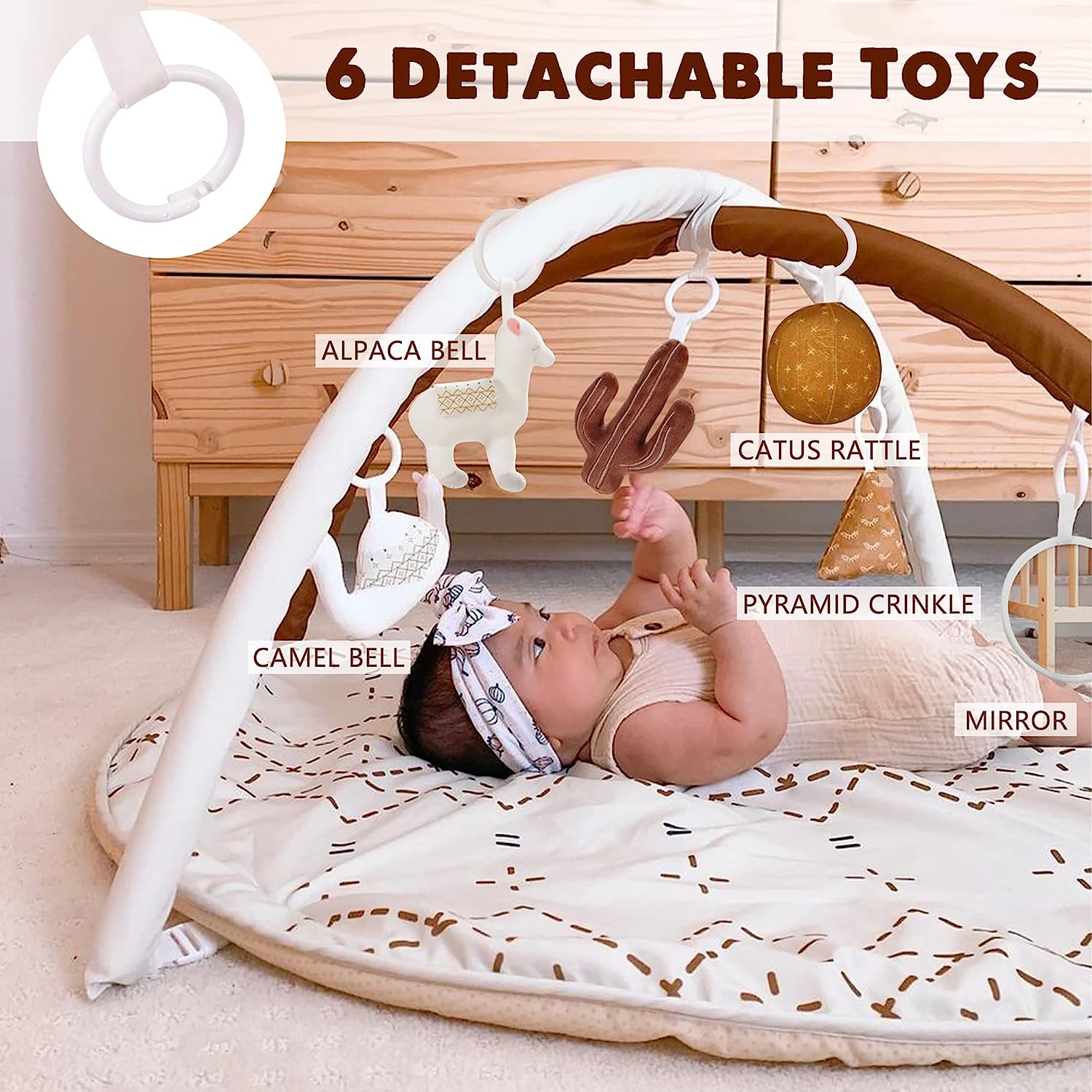 imageTummy Time Mat with 6 Toys Macrame Baby Play Mat for Newborn Baby Gym StageBased Sensory and Motor Skill Development Language Discovery Baby Play Gym Non Slip Mat WashableMacrame