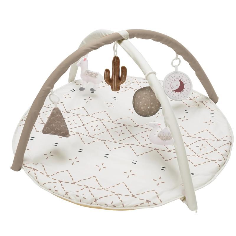 imageTummy Time Mat with 6 Toys Macrame Baby Play Mat for Newborn Baby Gym StageBased Sensory and Motor Skill Development Language Discovery Baby Play Gym Non Slip Mat WashableKhaki