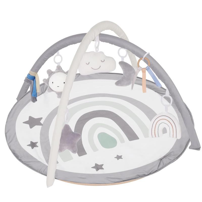 imagelittle dove Baby Gym and Infant Play Mat Rainbow Design for Newborn StageBased Developmental Activity Gym for Babies to Toddlers with 7 Toys and 12 DoubleSided Milestone CardsNeutral Grey