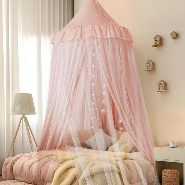 imageLarge Bed Canopy with Star Lights Double Layer Canopy for Bed Princess Play Tent for Girls Room Breathable Canopy Bed Curtain for Children Reading Nook Machine Washable Canopy 40x106 GreenLarge Light Pink