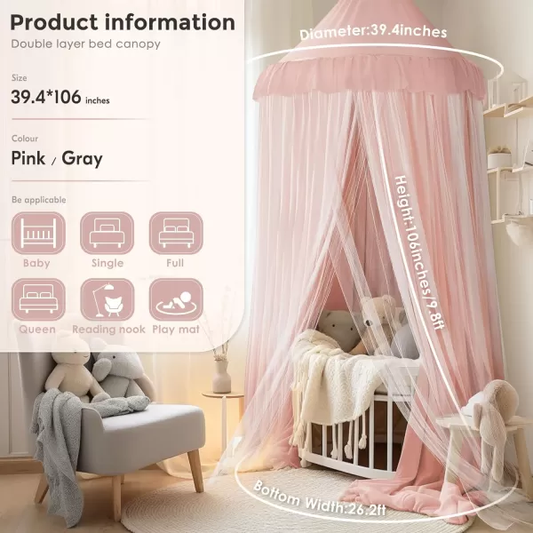 imageLarge Bed Canopy with Star Lights Double Layer Canopy for Bed Princess Play Tent for Girls Room Breathable Canopy Bed Curtain for Children Reading Nook Machine Washable Canopy 40x106 GreenLarge Light Pink