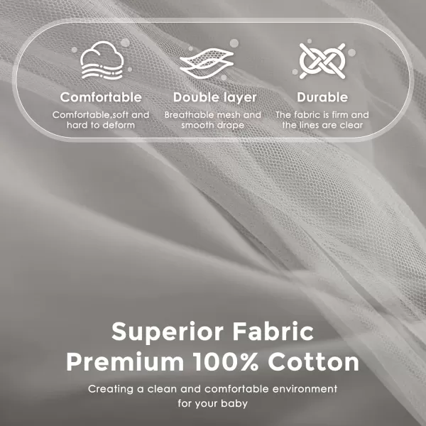 imageLarge Bed Canopy with Star Lights Double Layer Canopy for Bed Princess Play Tent for Girls Room Breathable Canopy Bed Curtain for Children Reading Nook Machine Washable Canopy 40x106 GreenMedium Soft Gray