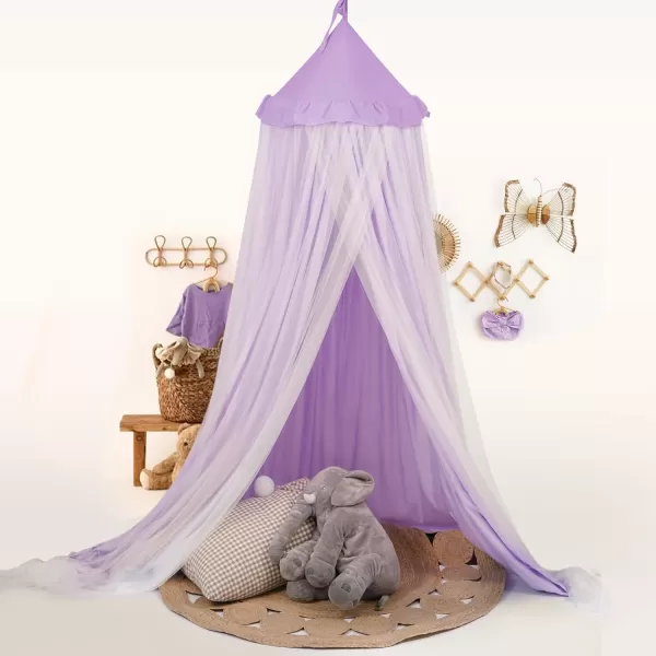 imageLarge Bed Canopy with Star Lights Double Layer Canopy for Bed Princess Play Tent for Girls Room Breathable Canopy Bed Curtain for Children Reading Nook Machine Washable Canopy 40x106 GreenMedium Soft Purple