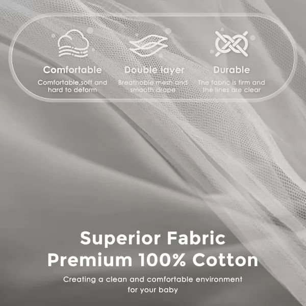 imageLarge Bed Canopy with Star Lights Double Layer Canopy for Bed Princess Play Tent for Girls Room Breathable Canopy Bed Curtain for Children Reading Nook Machine Washable Canopy 40x106 GreenLarge Soft Gray