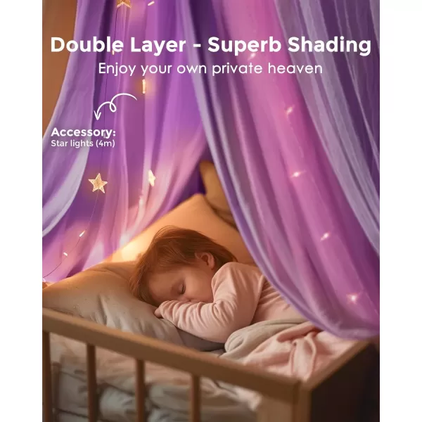 imageLarge Bed Canopy with Star Lights Double Layer Canopy for Bed Princess Play Tent for Girls Room Breathable Canopy Bed Curtain for Children Reading Nook Machine Washable Canopy 40x106 GreenLarge Soft Purple