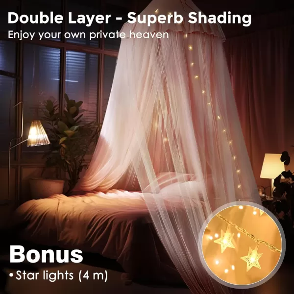 imageLarge Bed Canopy with Star Lights Double Layer Canopy for Bed Princess Play Tent for Girls Room Breathable Canopy Bed Curtain for Children Reading Nook Machine Washable Canopy 40x106 GreenLarge Light Pink