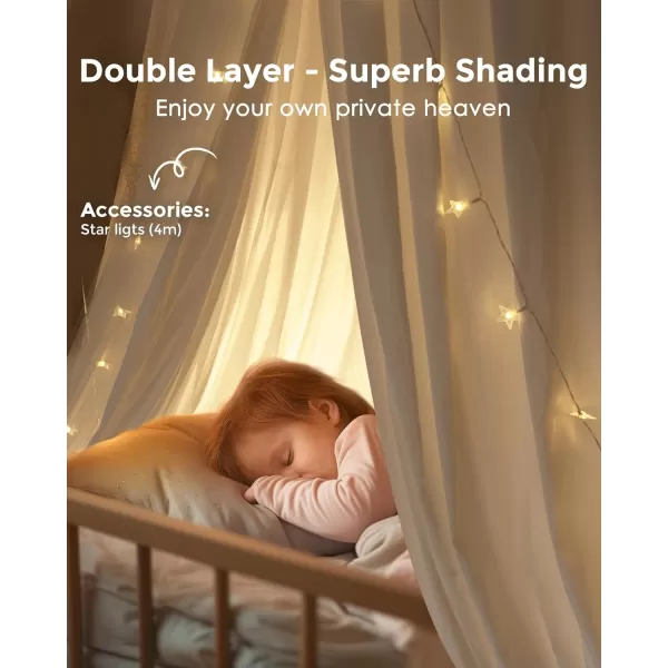 imageLarge Bed Canopy with Star Lights Double Layer Canopy for Bed Princess Play Tent for Girls Room Breathable Canopy Bed Curtain for Children Reading Nook Machine Washable Canopy 40x106 GreenLarge Soft White