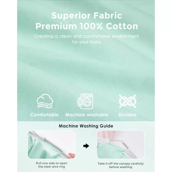 imageLarge Bed Canopy with Star Lights Double Layer Canopy for Bed Princess Play Tent for Girls Room Breathable Canopy Bed Curtain for Children Reading Nook Machine Washable Canopy 40x106 GreenLarge Soft Green