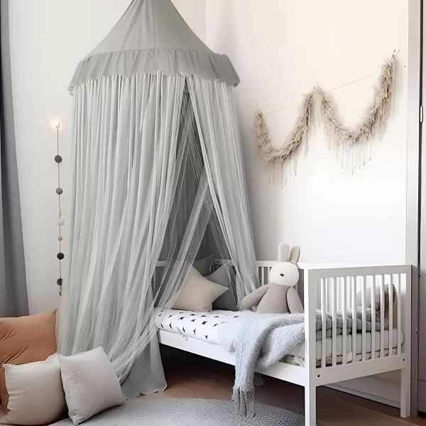 imageLarge Bed Canopy with Star Lights Double Layer Canopy for Bed Princess Play Tent for Girls Room Breathable Canopy Bed Curtain for Children Reading Nook Machine Washable Canopy 40x106 GreenLarge Soft Gray