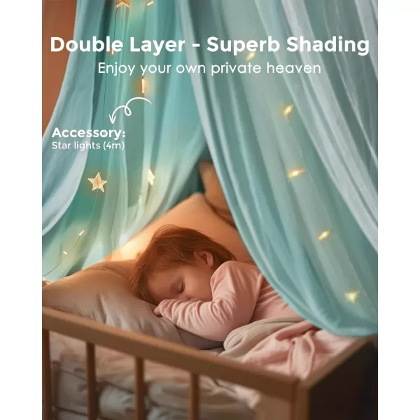 imageLarge Bed Canopy with Star Lights Double Layer Canopy for Bed Princess Play Tent for Girls Room Breathable Canopy Bed Curtain for Children Reading Nook Machine Washable Canopy 40x106 GreenLarge Soft Blue
