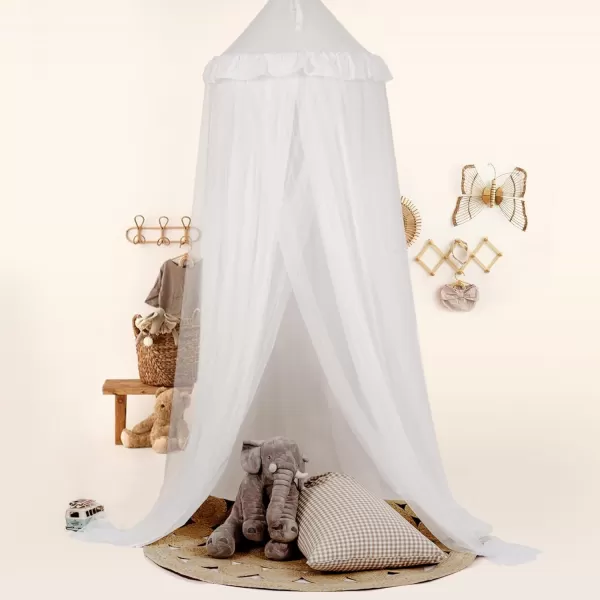 imageLarge Bed Canopy with Star Lights Double Layer Canopy for Bed Princess Play Tent for Girls Room Breathable Canopy Bed Curtain for Children Reading Nook Machine Washable Canopy 40x106 GreenMedium Soft White