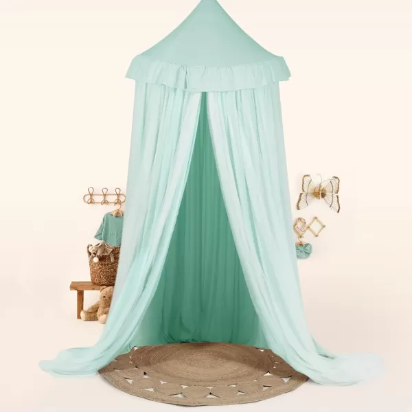 imageLarge Bed Canopy with Star Lights Double Layer Canopy for Bed Princess Play Tent for Girls Room Breathable Canopy Bed Curtain for Children Reading Nook Machine Washable Canopy 40x106 GreenLarge Soft Green