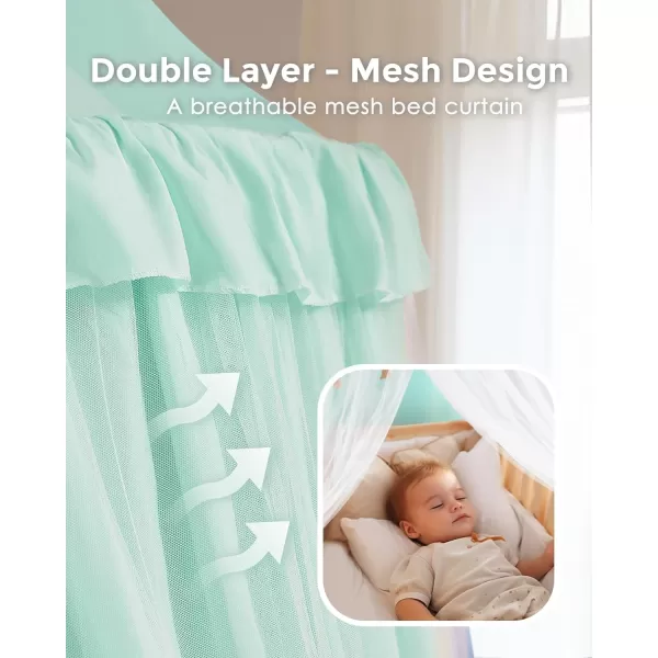 imageLarge Bed Canopy with Star Lights Double Layer Canopy for Bed Princess Play Tent for Girls Room Breathable Canopy Bed Curtain for Children Reading Nook Machine Washable Canopy 40x106 GreenLarge Soft Green
