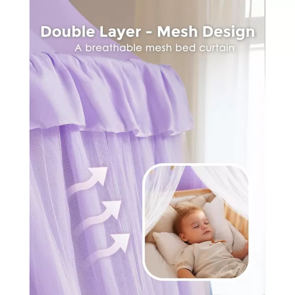 imageLarge Bed Canopy with Star Lights Double Layer Canopy for Bed Princess Play Tent for Girls Room Breathable Canopy Bed Curtain for Children Reading Nook Machine Washable Canopy 40x106 GreenLarge Soft Purple