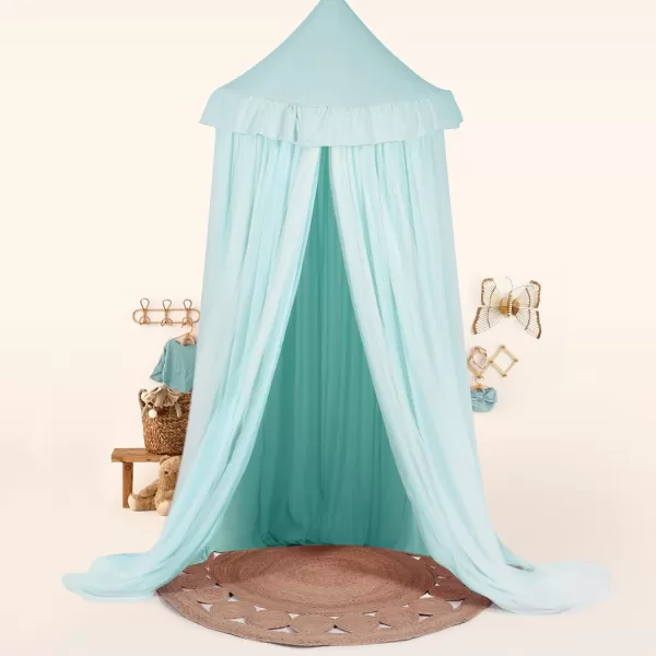 imageLarge Bed Canopy with Star Lights Double Layer Canopy for Bed Princess Play Tent for Girls Room Breathable Canopy Bed Curtain for Children Reading Nook Machine Washable Canopy 40x106 GreenLarge Soft Blue