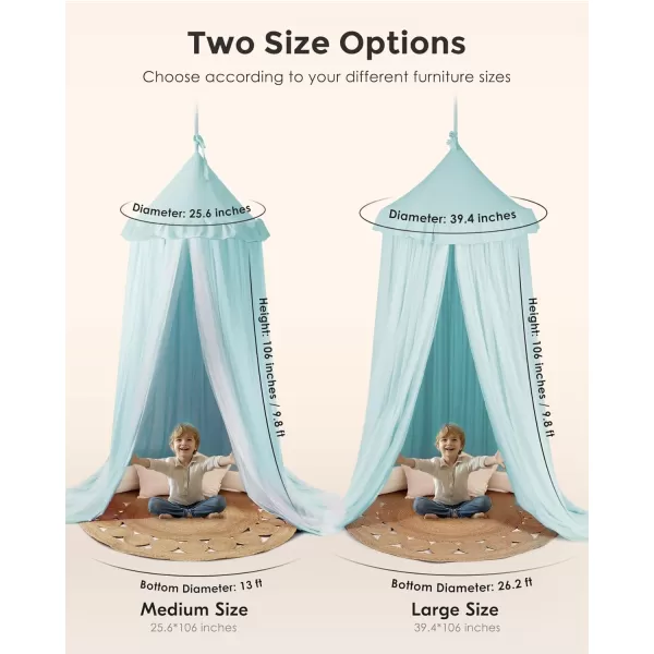 imageLarge Bed Canopy with Star Lights Double Layer Canopy for Bed Princess Play Tent for Girls Room Breathable Canopy Bed Curtain for Children Reading Nook Machine Washable Canopy 40x106 GreenMedium Soft Blue