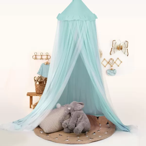 imageLarge Bed Canopy with Star Lights Double Layer Canopy for Bed Princess Play Tent for Girls Room Breathable Canopy Bed Curtain for Children Reading Nook Machine Washable Canopy 40x106 GreenMedium Soft Blue