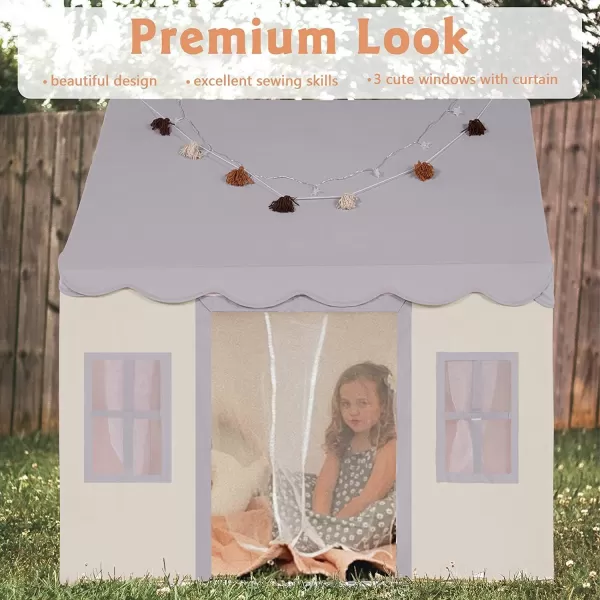 imageLarge Kids Tent with mat Star Lights Tissue Garland Play Tent Indoor amp Outdoor Kids Play Tent for Girl amp Boy Aged 3 Kids Tent for Toddler 52 x35 x 52 Play House with Windows WashableGrey Play Tent Large Size