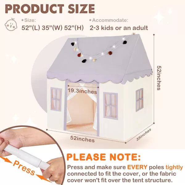 imageLarge Kids Tent with mat Star Lights Tissue Garland Play Tent Indoor amp Outdoor Kids Play Tent for Girl amp Boy Aged 3 Kids Tent for Toddler 52 x35 x 52 Play House with Windows WashableGrey Play Tent Large Size