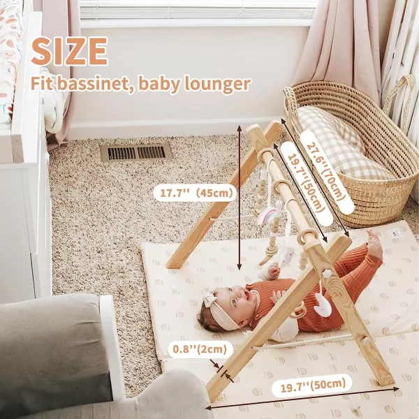 imageLittle Dove Baby Play Gym Wooden Play Gym with 6 Toys Foldable Baby Gym Frame Infant Activity Gym Hanging Bar Newborn Gift Baby Girl and Boy Gym Montessori ToyWood Baby Gym