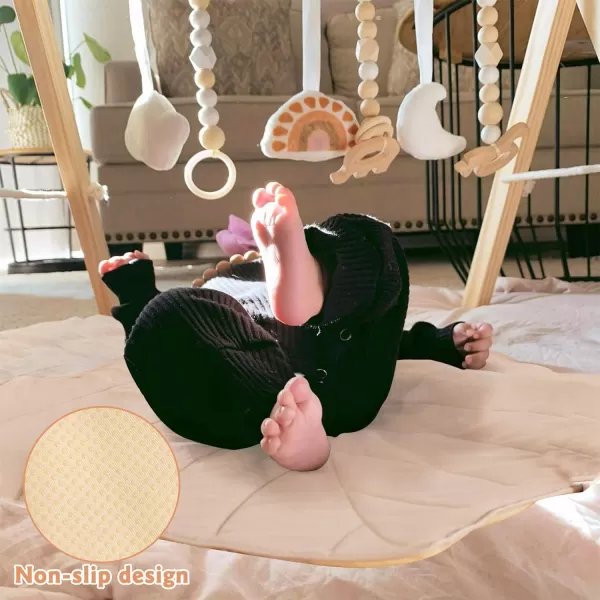 imageLittle Dove Baby Play Gym Wooden Play Gym with 6 Toys Foldable Baby Gym Frame Infant Activity Gym Hanging Bar Newborn Gift Baby Girl and Boy Gym Montessori ToyGym With Mat