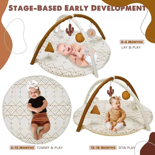 imageTummy Time Mat with 6 Toys Macrame Baby Play Mat for Newborn Baby Gym StageBased Sensory and Motor Skill Development Language Discovery Baby Play Gym Non Slip Mat WashableMacrame
