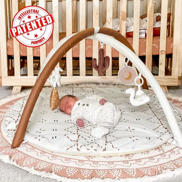 imageTummy Time Mat with 6 Toys Macrame Baby Play Mat for Newborn Baby Gym StageBased Sensory and Motor Skill Development Language Discovery Baby Play Gym Non Slip Mat WashableMacrame