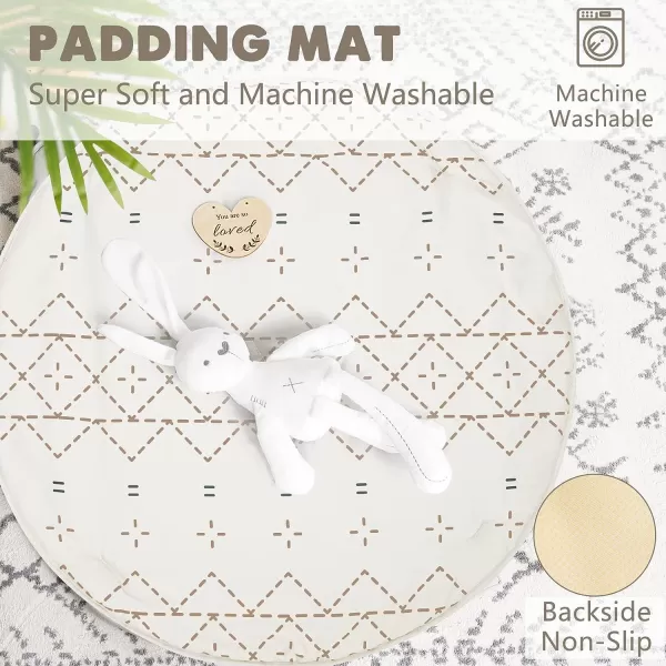 imageTummy Time Mat with 6 Toys Macrame Baby Play Mat for Newborn Baby Gym StageBased Sensory and Motor Skill Development Language Discovery Baby Play Gym Non Slip Mat WashableKhaki