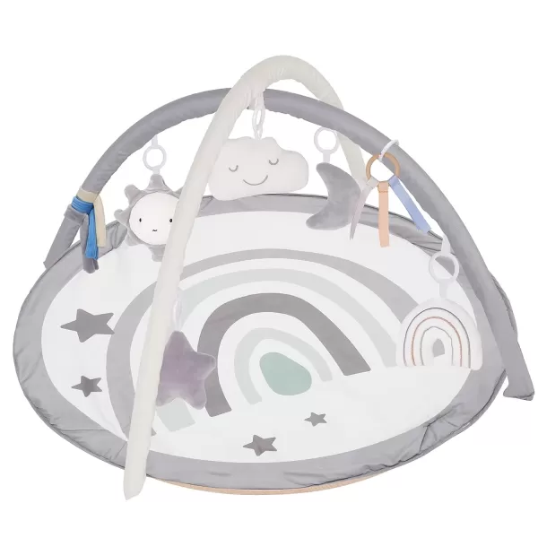 imagelittle dove Baby Gym and Infant Play Mat Rainbow Design for Newborn StageBased Developmental Activity Gym for Babies to Toddlers with 7 Toys and 12 DoubleSided Milestone CardsNeutral Grey
