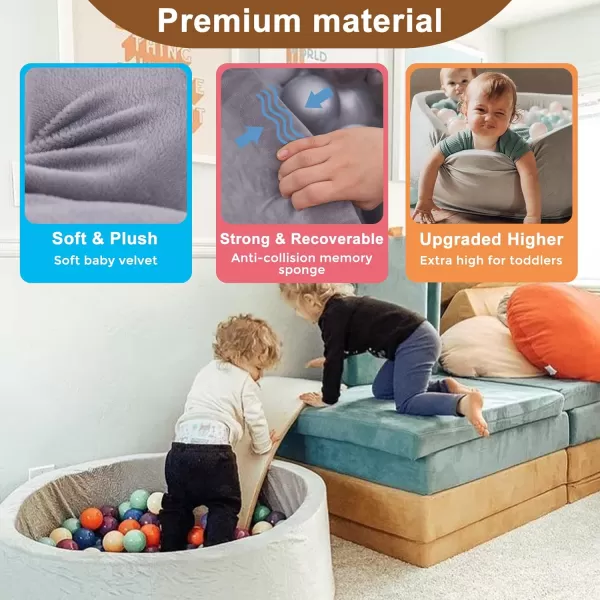 imagelittle dove Kiddie Ball Pit Pool Playpen  Indoor Playpen Premium Handmade Kiddie Balls Pool  GreyGray Ball Pit