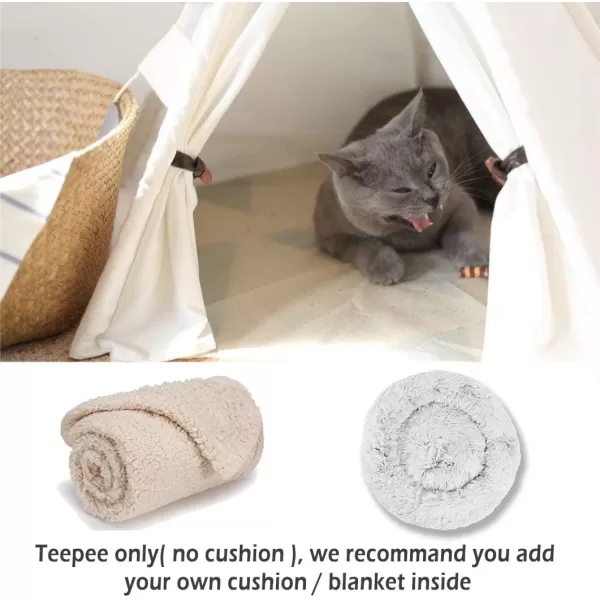 imagelittle dove Pet Teepee Dog amp Puppy Cat Bed Portable amp Washable Pet Tents House for Pets Beige Color 24 Inch no Cushion24 Inch no Cushion