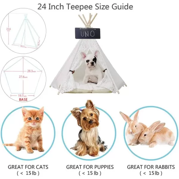 imagelittle dove Pet Teepee DogPuppy amp Cat Bed  Portable Pet Tents amp Houses for DogPuppy amp Cat Lace Style 24 Inch no Cushionlittle dove Pet Teepee DogPuppy amp Cat Bed  Portable Pet Tents amp Houses for DogPuppy amp Cat Lace Style 24 Inch no Cushion
