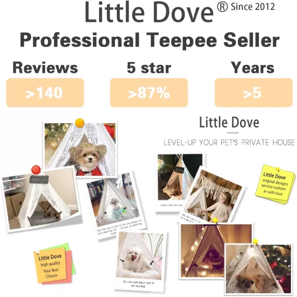 imagelittle dove Pet Teepee DogPuppy amp Cat Bed  Portable Pet Tents amp Houses for DogPuppy amp Cat Lace Style 24 Inch no Cushionlittle dove Pet Teepee DogPuppy amp Cat Bed  Portable Pet Tents amp Houses for DogPuppy amp Cat Lace Style 24 Inch no Cushion