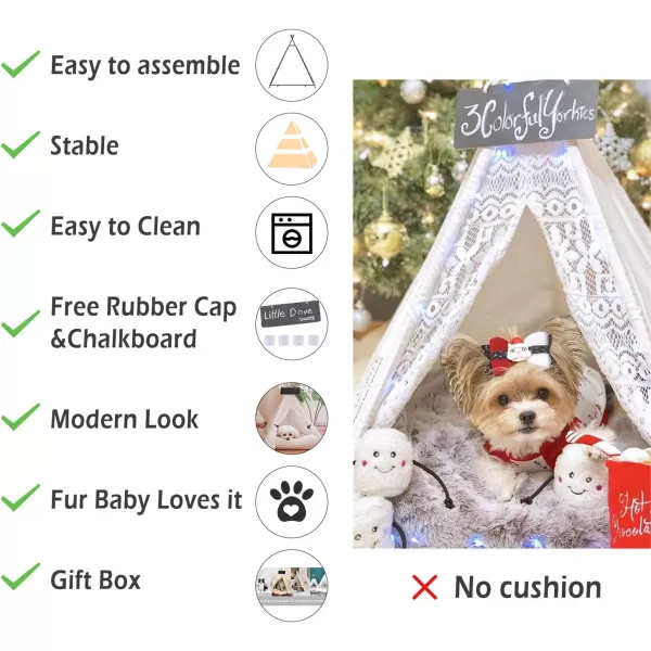imagelittle dove Pet Teepee DogPuppy amp Cat Bed  Portable Pet Tents amp Houses for DogPuppy amp Cat Lace Style 24 Inch no Cushionlittle dove Pet Teepee DogPuppy amp Cat Bed  Portable Pet Tents amp Houses for DogPuppy amp Cat Lace Style 24 Inch no Cushion