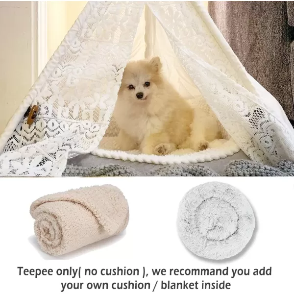imagelittle dove Pet Teepee DogPuppy amp Cat Bed  Portable Pet Tents amp Houses for DogPuppy amp Cat Lace Style 24 Inch no Cushionlittle dove Pet Teepee DogPuppy amp Cat Bed  Portable Pet Tents amp Houses for DogPuppy amp Cat Lace Style 24 Inch no Cushion