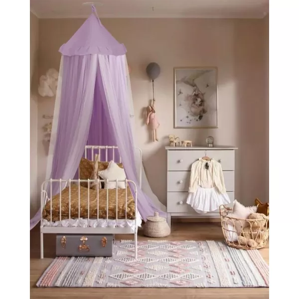 imageLarge Bed Canopy with Star Lights Double Layer Canopy for Bed Princess Play Tent for Girls Room Breathable Canopy Bed Curtain for Children Reading Nook Machine Washable Canopy 40x106 GreenMedium Soft Purple