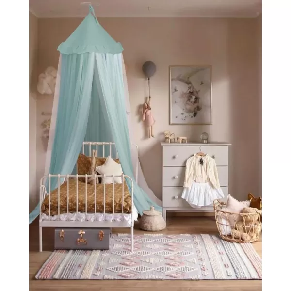 imageLarge Bed Canopy with Star Lights Double Layer Canopy for Bed Princess Play Tent for Girls Room Breathable Canopy Bed Curtain for Children Reading Nook Machine Washable Canopy 40x106 GreenMedium Soft Blue