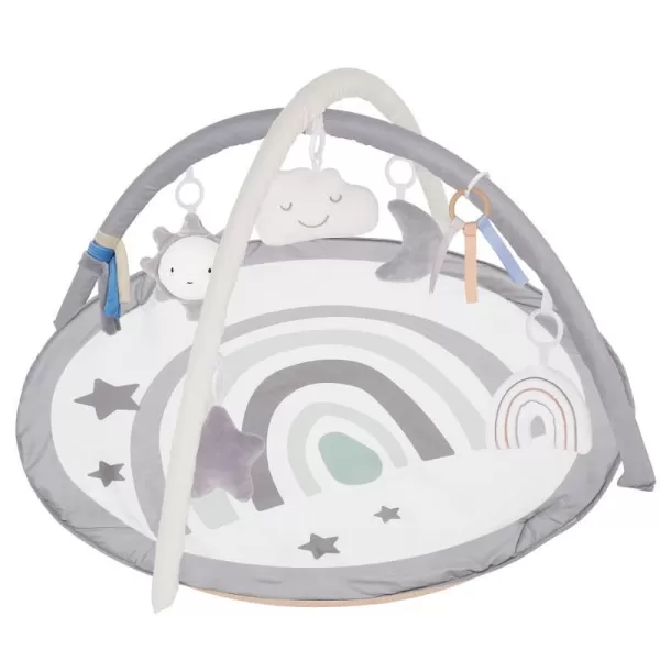 imagelittle dove Baby Gym and Infant Play Mat Rainbow Design for Newborn StageBased Developmental Activity Gym for Babies to Toddlers with 7 Toys and 12 DoubleSided Milestone CardsNeutral Grey