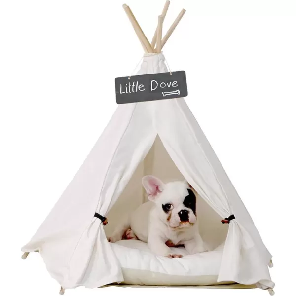 imagelittle dove Pet Teepee Dog amp Puppy Cat Bed Portable amp Washable Pet Tents House for Pets Beige Color 24 Inch no Cushion24 Inch no Cushion