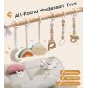 imageBaby Gym with Mat Wooden Play Gym with 9 Sensory Toys Foldable Baby Play GymFrame Activity Center Natural Pine Wood Montessori Toys Easy to Assemble ampamp Clean Natural ColorWooden Baby Gym With Mat