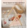 imageBaby Gym with Mat Wooden Play Gym with 9 Sensory Toys Foldable Baby Play GymFrame Activity Center Natural Pine Wood Montessori Toys Easy to Assemble ampamp Clean Natural ColorWooden Baby Gym With Mat