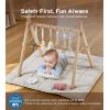 imageBaby Gym with Mat Wooden Play Gym with 9 Sensory Toys Foldable Baby Play GymFrame Activity Center Natural Pine Wood Montessori Toys Easy to Assemble ampamp Clean Natural ColorWooden Baby Gym With Mat