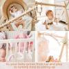 imageBaby Gym with Mat Wooden Play Gym with 9 Sensory Toys Foldable Baby Play GymFrame Activity Center Natural Pine Wood Montessori Toys Easy to Assemble ampamp Clean Natural ColorWood Baby Gym