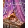 imageBed Canopy with Star Lights Double Layer Canopy for Bed Princess Play Tent for Girls Room Breathable Canopy Bed Curtain for Children Reading Nook Machine Washable Canopy 256x106 Purple256W x 106L Pack of 1