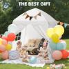 imageExtra Large Kids Play Tent with Flags ampamp Star Lights Portable ampamp Foldable Teepee Bed Tent Bed Canopy for Boys ampamp Girls Indoor Outdoor Dome Tent Playhouse Kids Birthday Gift 59x39x59 inBrownWhite