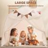 imageExtra Large Kids Play Tent with Flags ampamp Star Lights Portable ampamp Foldable Teepee Bed Tent Bed Canopy for Boys ampamp Girls Indoor Outdoor Dome Tent Playhouse Kids Birthday Gift 59x39x59 inBrownCream