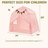 imageExtra Large Kids Play Tent with Flags ampamp Star Lights Portable ampamp Foldable Teepee Bed Tent Bed Canopy for Boys ampamp Girls Indoor Outdoor Dome Tent Playhouse Kids Birthday Gift 59x39x59 inBrownPink