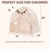 imageExtra Large Kids Play Tent with Flags ampamp Star Lights Portable ampamp Foldable Teepee Bed Tent Bed Canopy for Boys ampamp Girls Indoor Outdoor Dome Tent Playhouse Kids Birthday Gift 59x39x59 inBrownCream