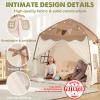 imageExtra Large Kids Play Tent with Flags ampamp Star Lights Portable ampamp Foldable Teepee Bed Tent Bed Canopy for Boys ampamp Girls Indoor Outdoor Dome Tent Playhouse Kids Birthday Gift 59x39x59 inBrownBrown