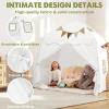 imageExtra Large Kids Play Tent with Flags ampamp Star Lights Portable ampamp Foldable Teepee Bed Tent Bed Canopy for Boys ampamp Girls Indoor Outdoor Dome Tent Playhouse Kids Birthday Gift 59x39x59 inBrownWhite